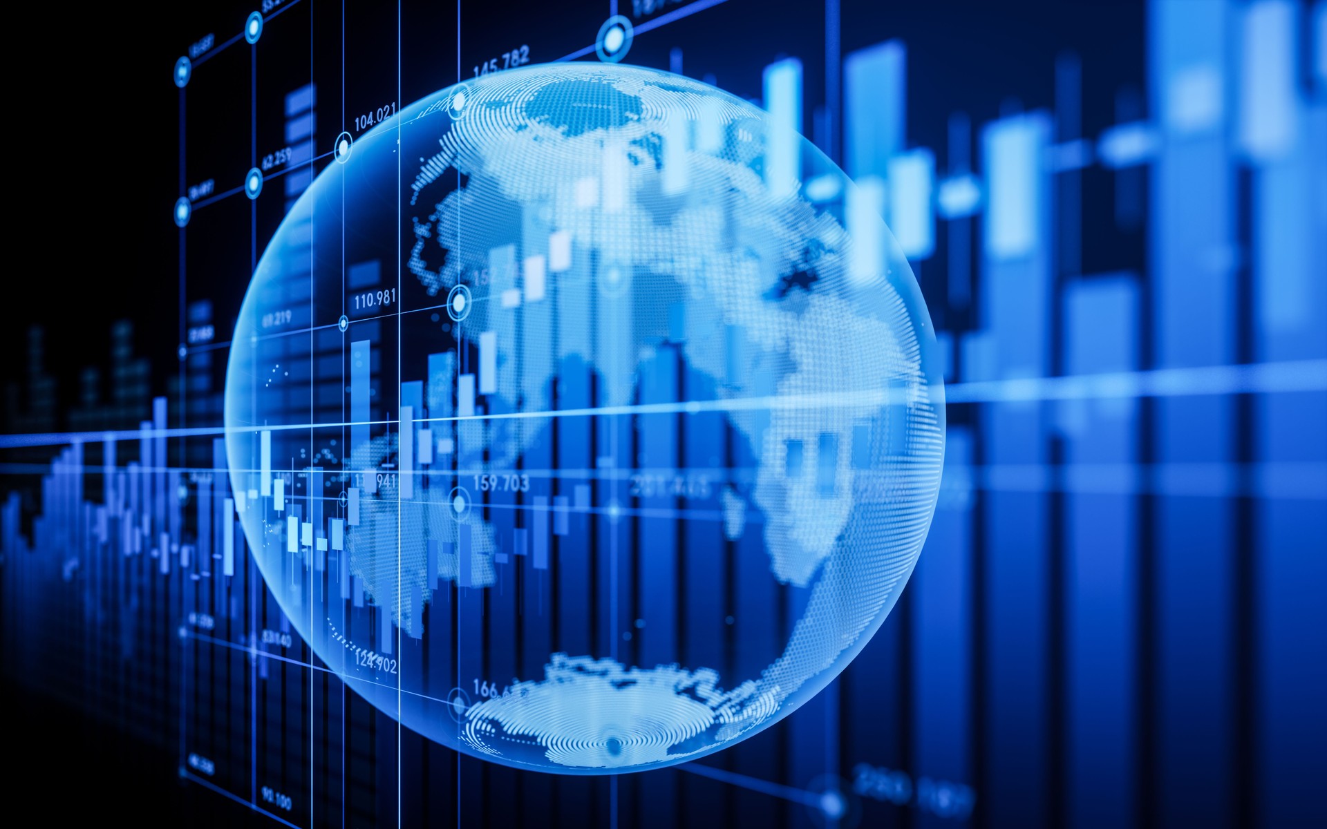 Statistical graph and virtual Earth with finance concept, 3d rendering. Statistical graph and virtual Earth with finance concept, 3d rendering.
